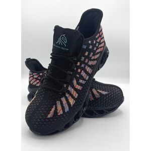 Dream Horse Mens Steel Toe Safety Shoes Black‎ Rainbow Knit Sneakers US 7.5 NEW